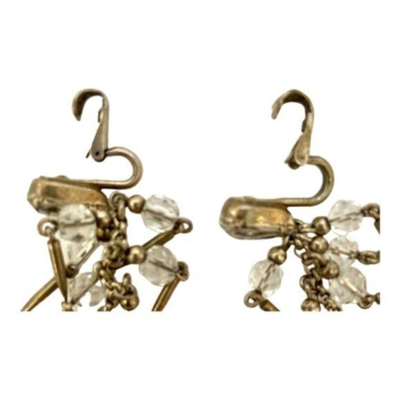 Silver Tone Chain & Textured Round Bead Ethereal Chandelier Drop Earrings - Picture 5 of 9